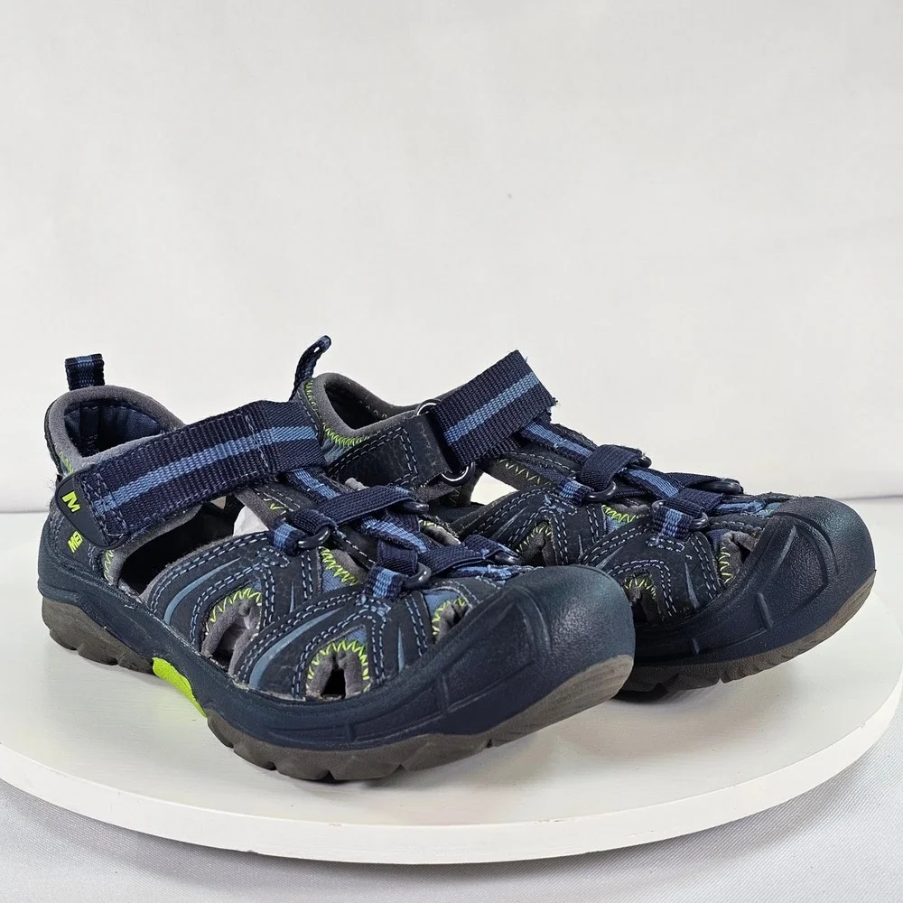 Merrell Hydro Hiker Sandal Kids 12W Navy Blue Lime Green Waterproof MC53375‎